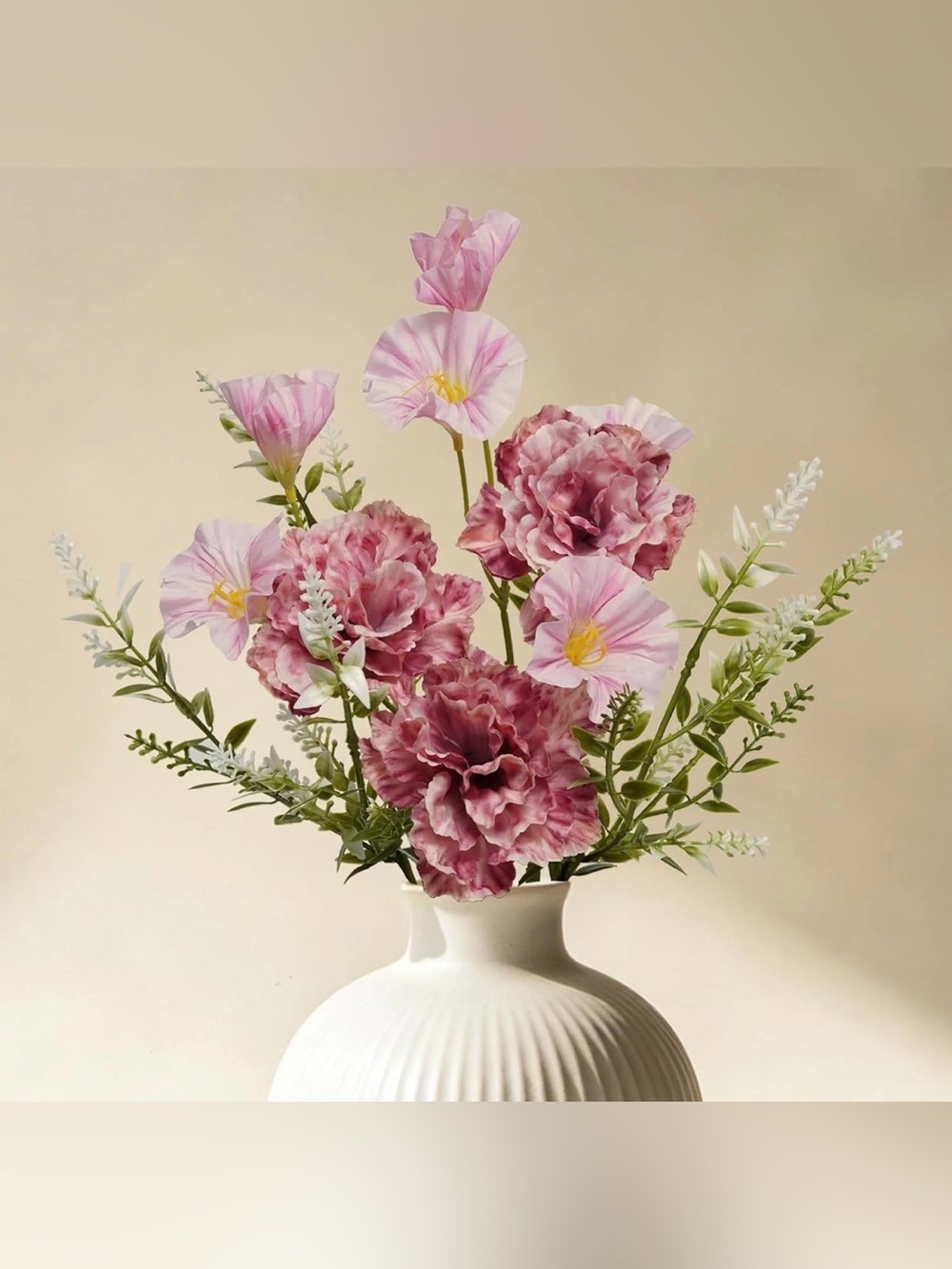 Pink Artificial Carnation & Morning Glory Flowers with Stems 2 Pack